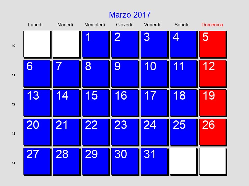 Calendario da stampare - Marzo 2017