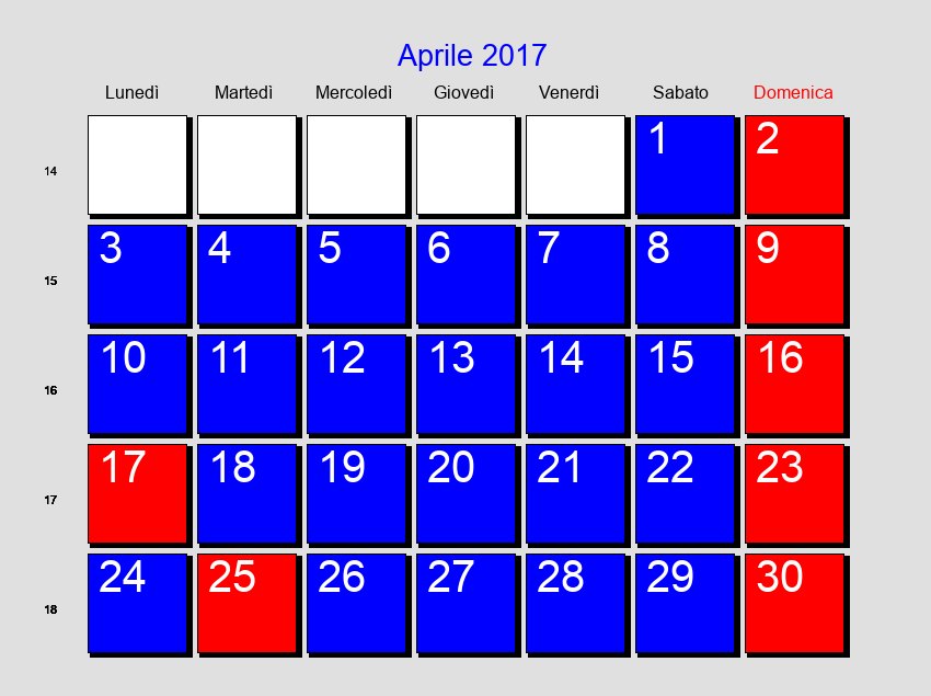 Calendario da stampare - Aprile 2017